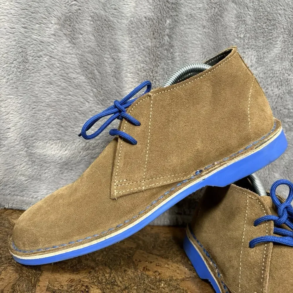 Veldskoen Chukka Boots Men's 9 Tan Suede Blue Sole South Africa Casual Desert